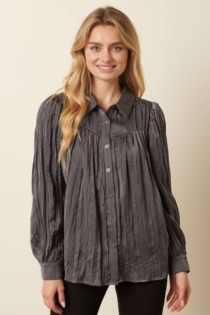 CRINKLE SATIN SHIRT