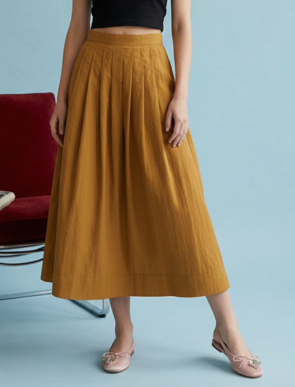 JOS1020 Elegant Pleated Midi Skirt