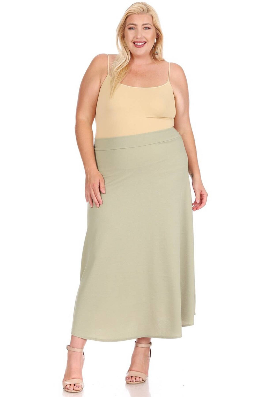 Women's Plus Size Solid Flare A-line Long Skirt