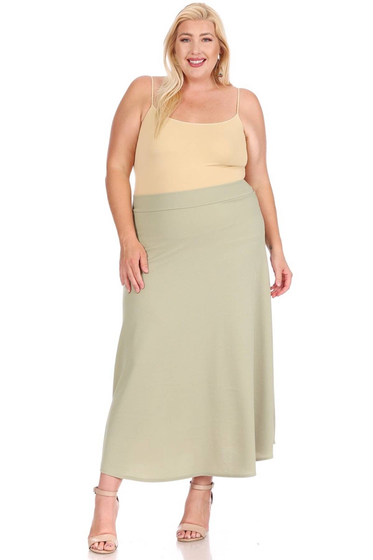 Women's Plus Size Solid Flare A-line Long Skirt