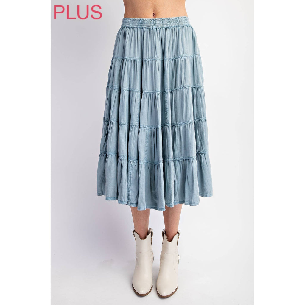 PLUS WASHED RELAXED FULL SWING MIDI SKIRT
