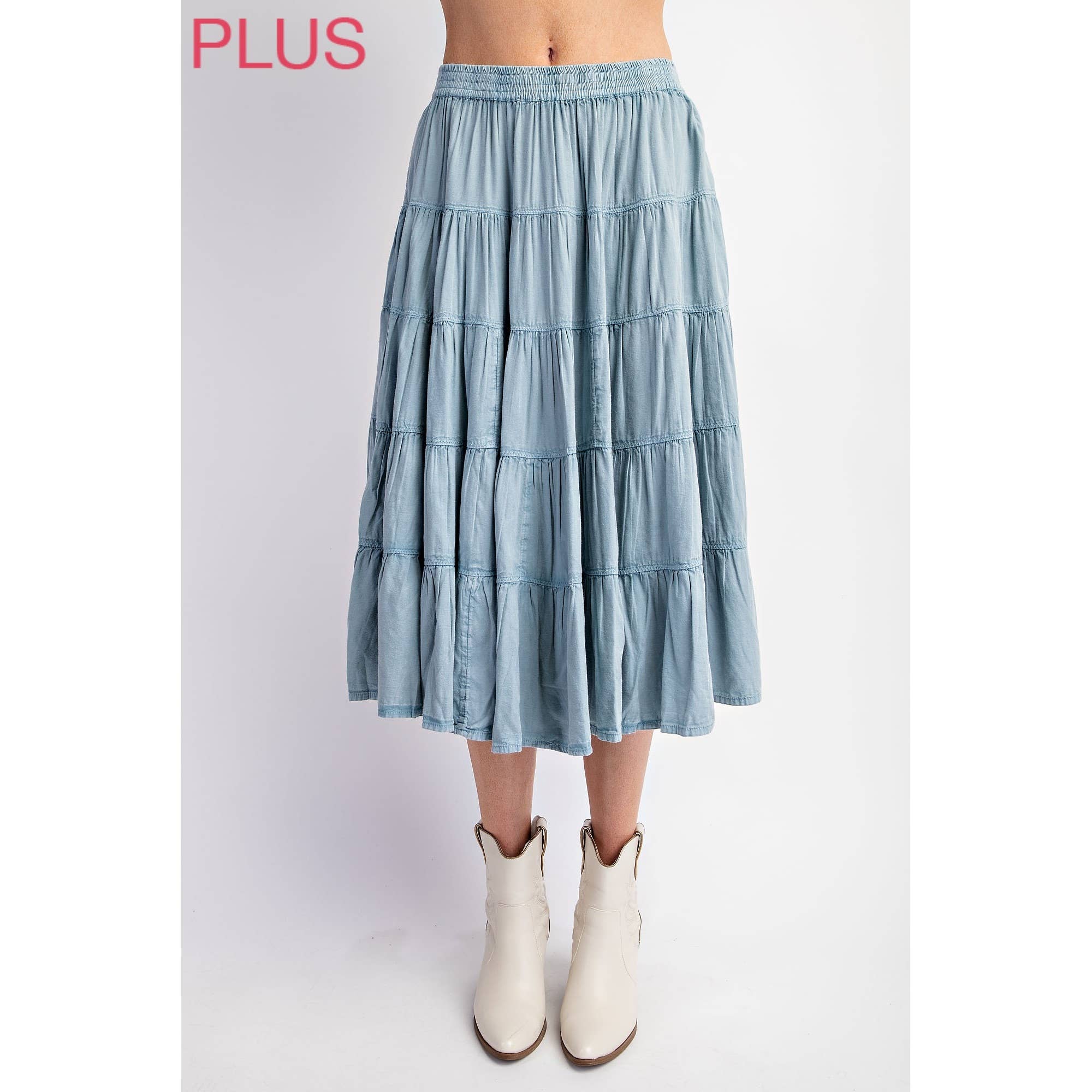 PLUS WASHED RELAXED FULL SWING MIDI SKIRT