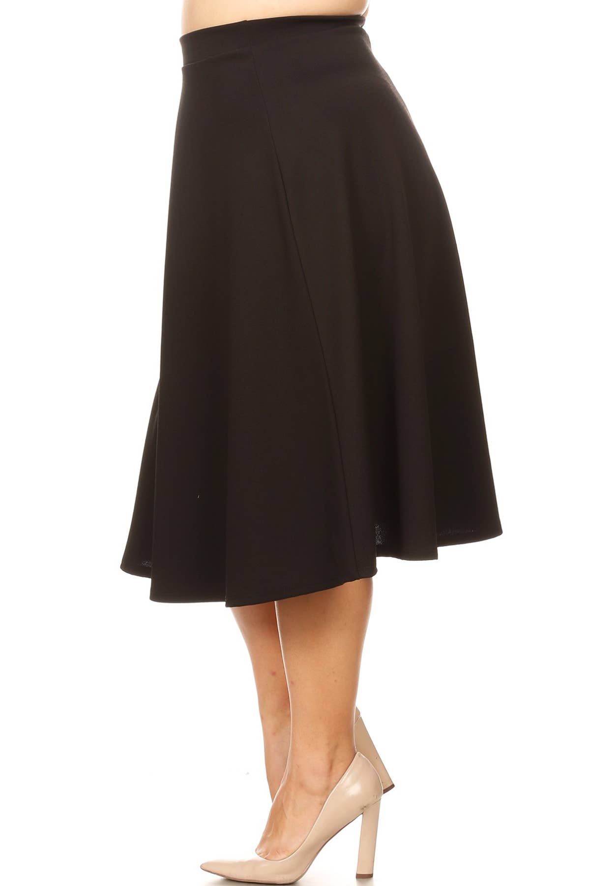 Women's Plus Size Casual Solid Midi Skirt (Open Pack)