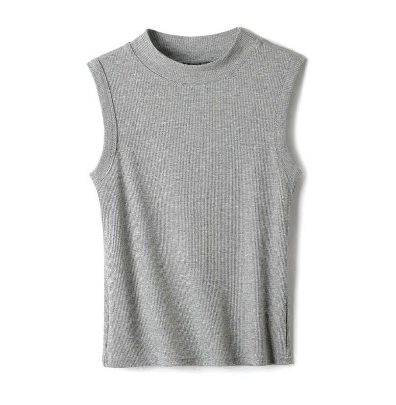 Versatile Essential Basic rib high neck vest tank Top