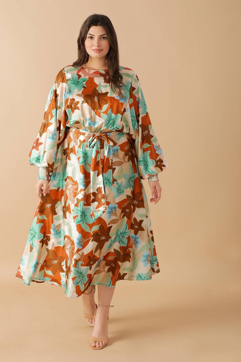 A printed woven midi dress - ID21586-P