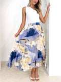 Elegant Draped Printed Pleated Skirt