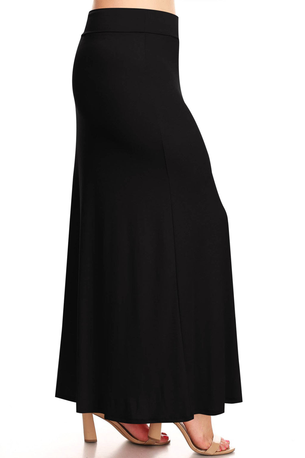 Women's Plus Size Foldable  Waist  Solid Long Maxi Skirt