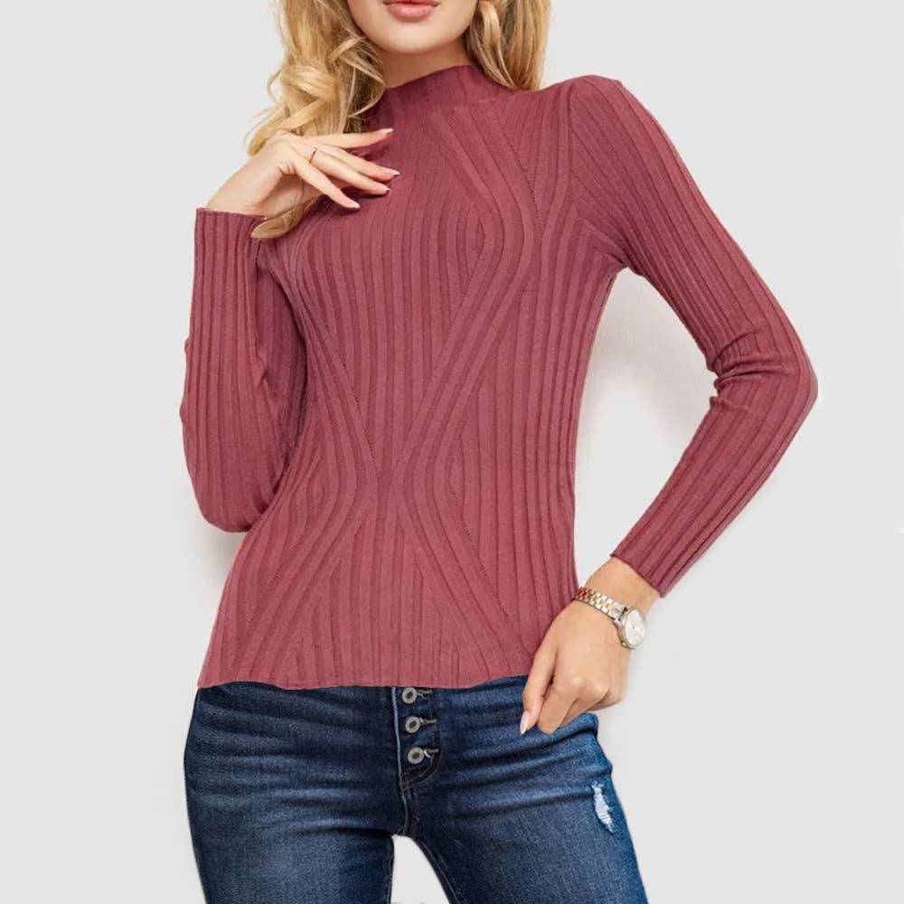 Striped long-sleeved knitted base layer sweater