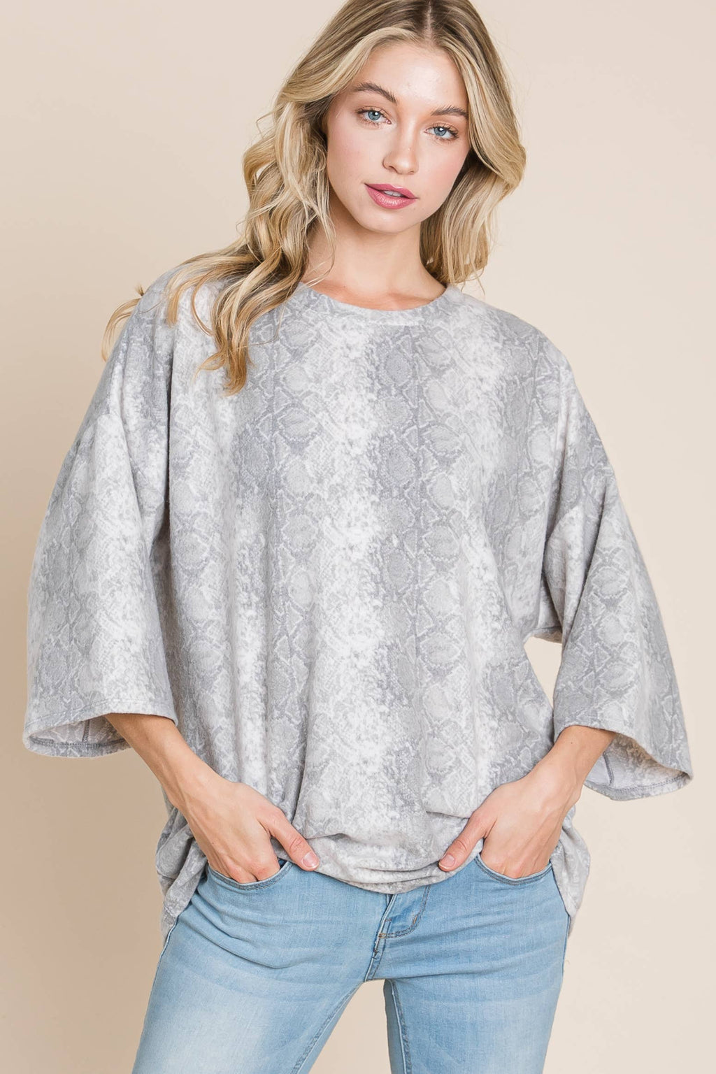 BRUSHED KNIT SNAKESKIN TUNIC