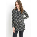 Plaid Shawl Collar Maternity Knit Tunic Sweater