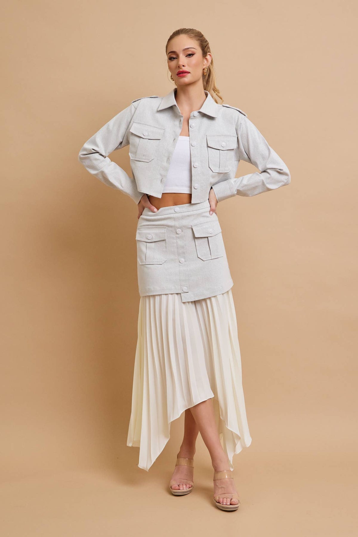 Day Trip Woven Button Down Crop Jacket