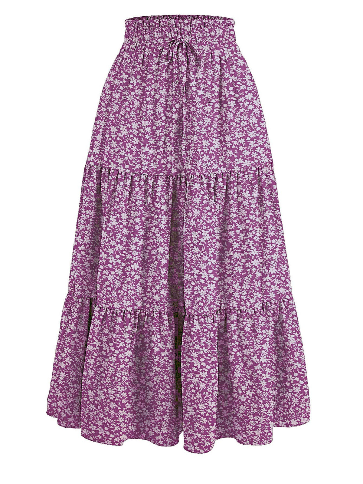 Boho Floral high rise tiered maxi flare skirt - 11 colors