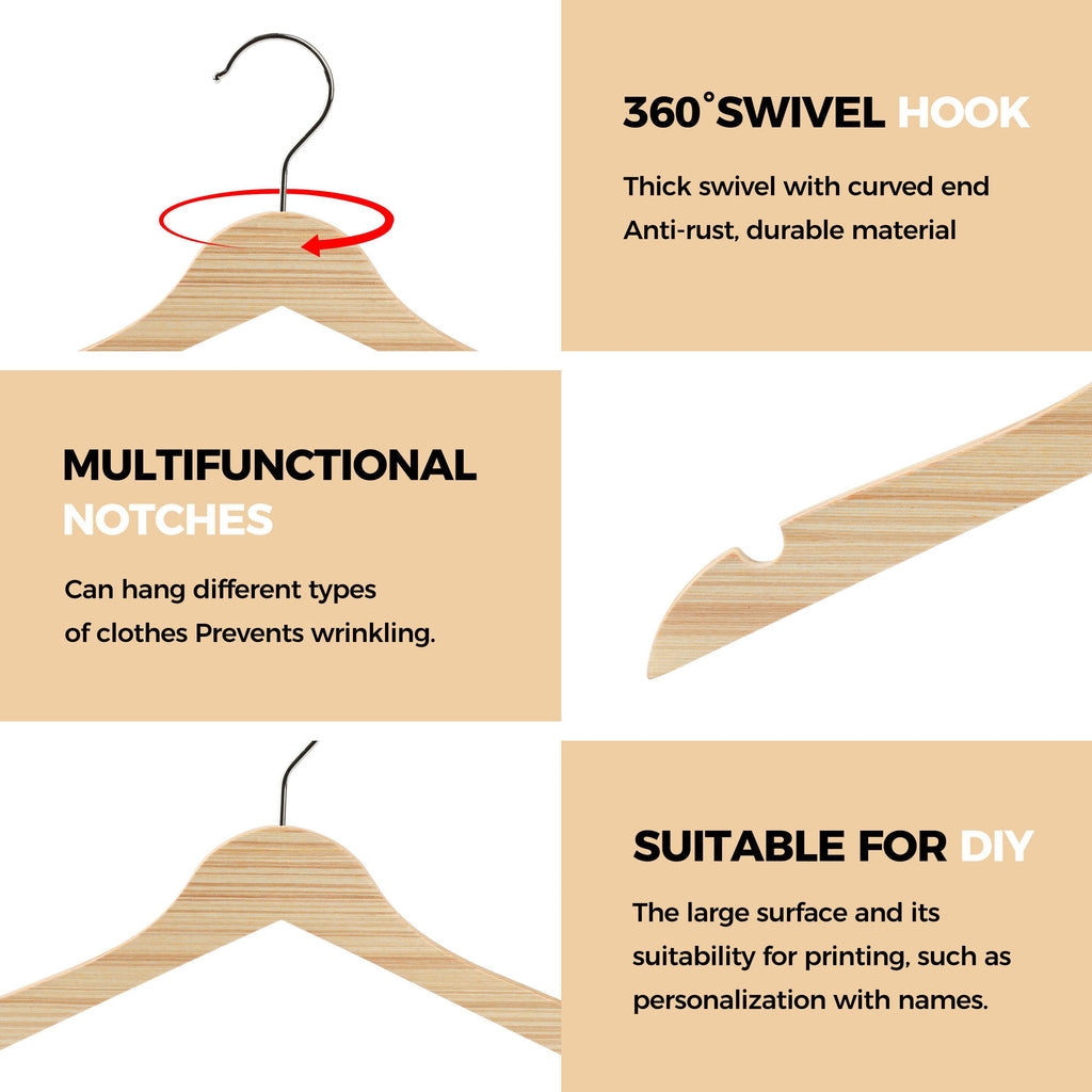 WLMK32-NT – 12" Slim Natural Kids Wooden Hangers – 100-Pack