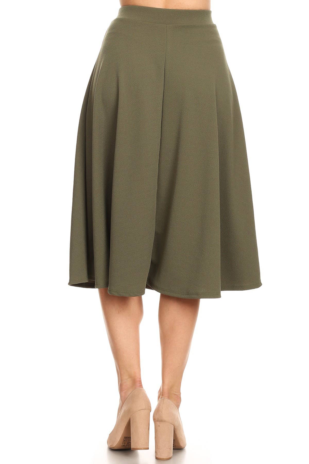 Women's Solid Basic Casual Flared Midi Skirt (Open Pack)