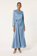 Satin Maxi Dress with Draped Detail – Elegant Evening Dress