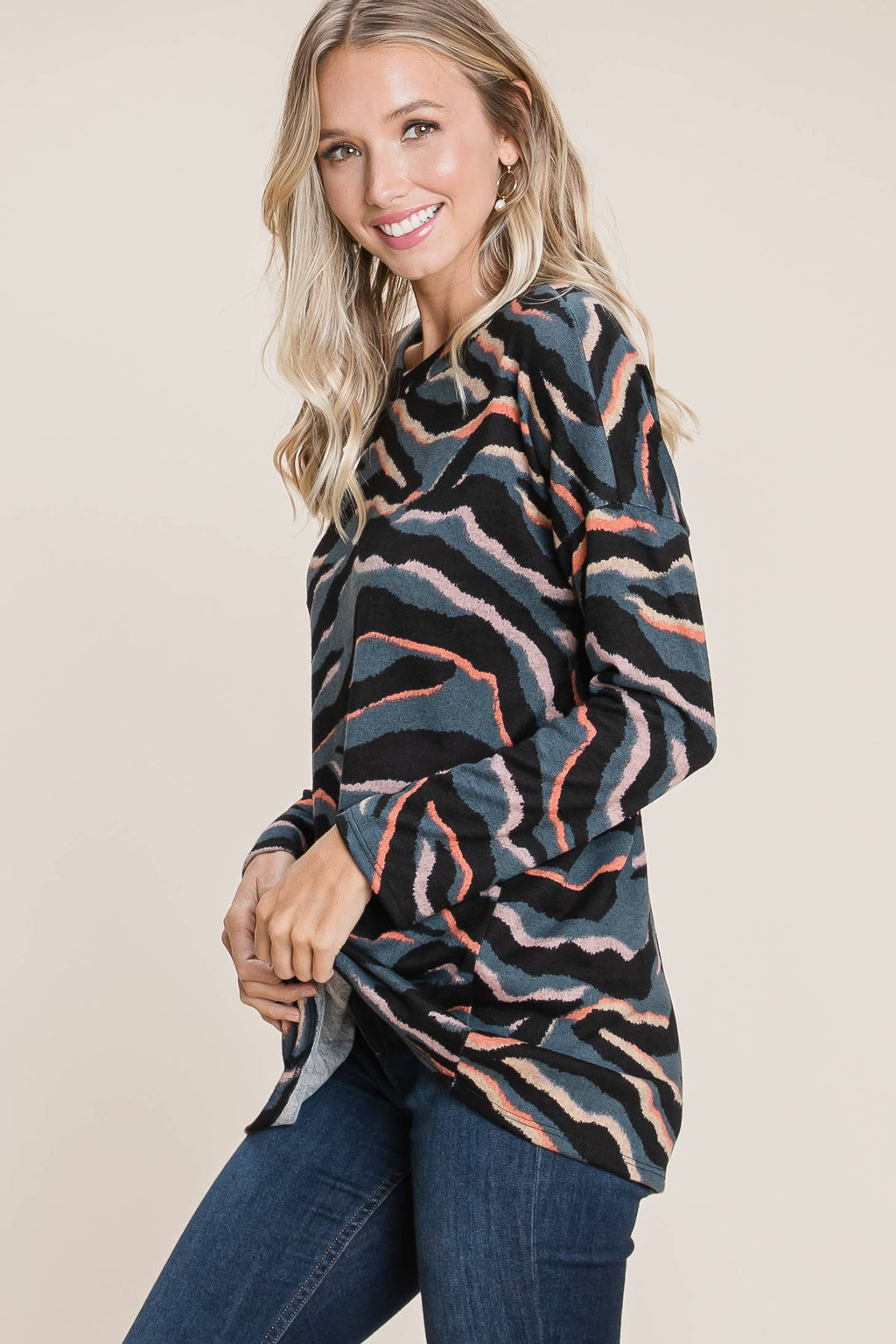 Relaxed Fit Animal Print Tunic