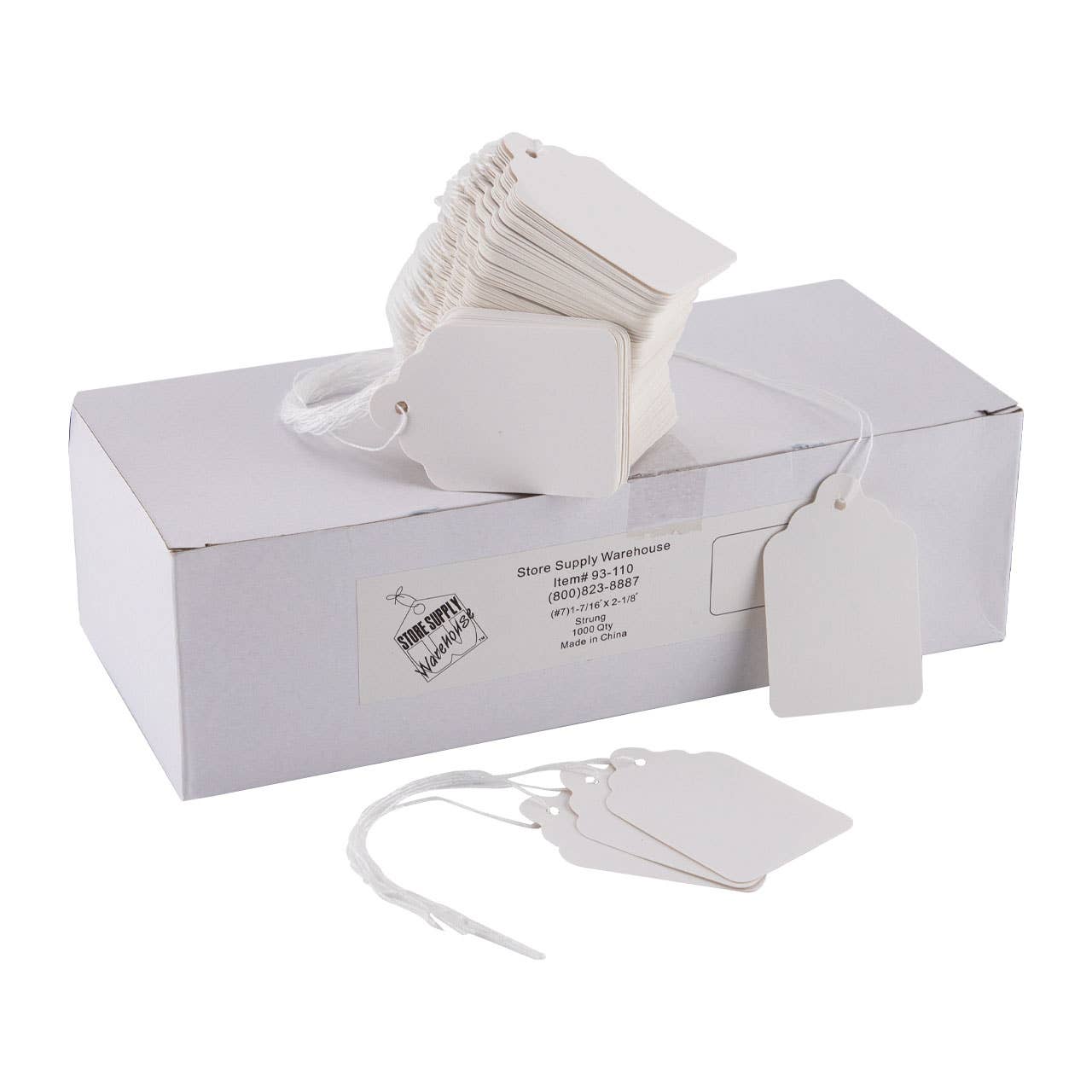#7 Strung Merchandise Price Tags - White - Carton of 1,000
