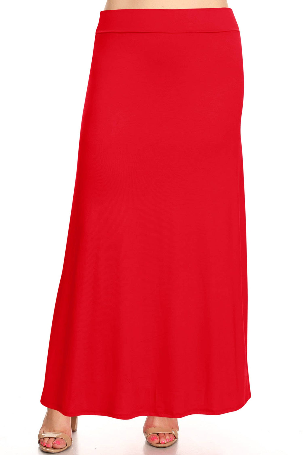 Women's Plus Size Foldable  Waist  Solid Long Maxi Skirt