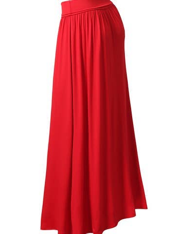 High Waist Elastic Closure Gather Maxi Skirt