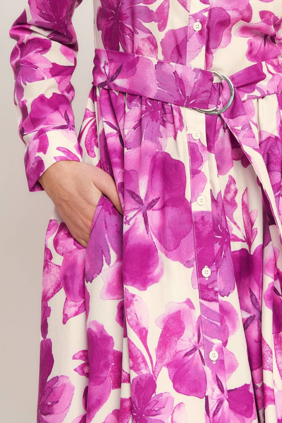 A printed woven midi shirt dress - ID23003