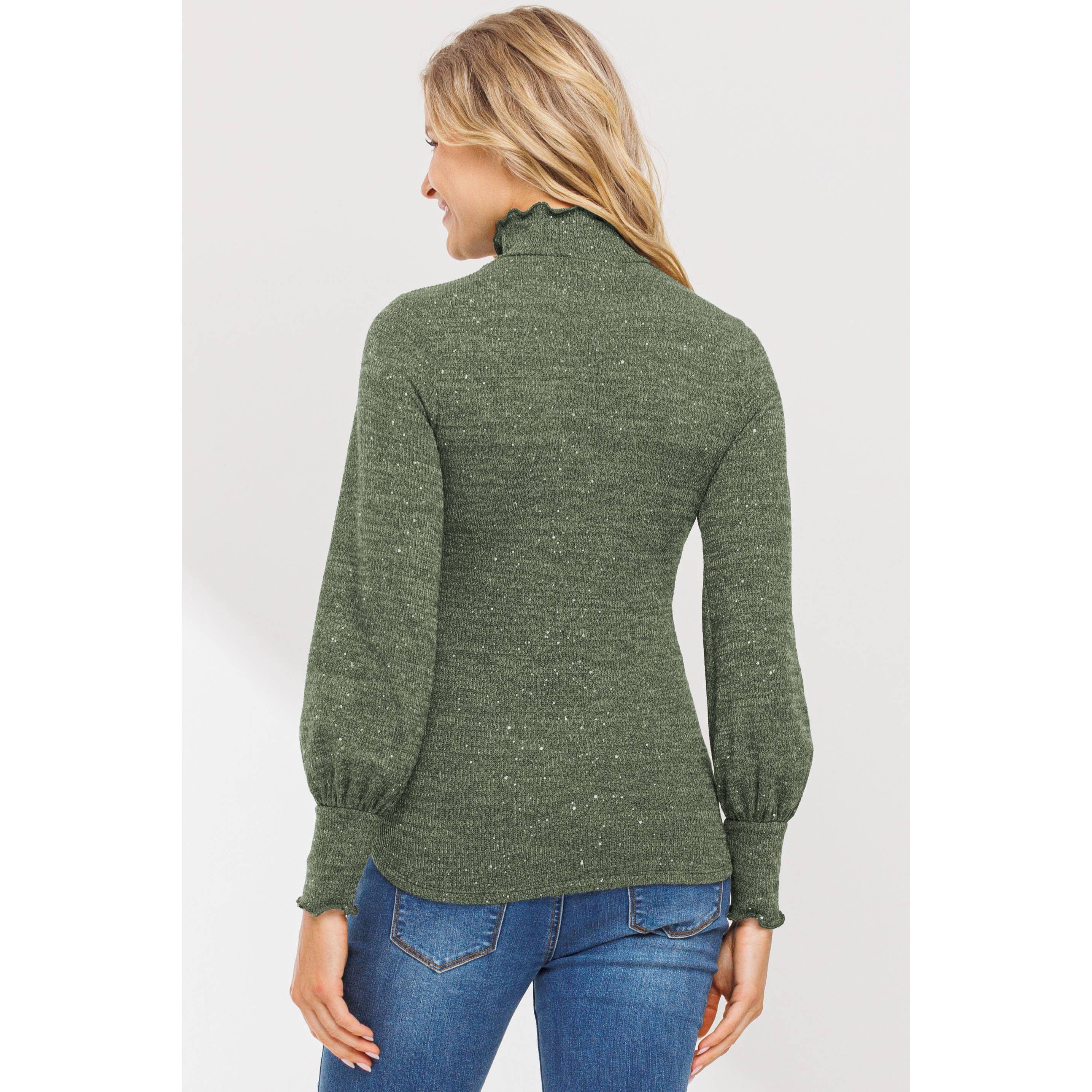 Glitter Knit Long Sleeve Maternity Turtle Neck Top