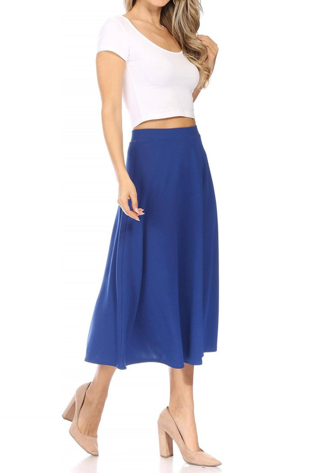 Women's Solid Basic Casual Midi Skirt