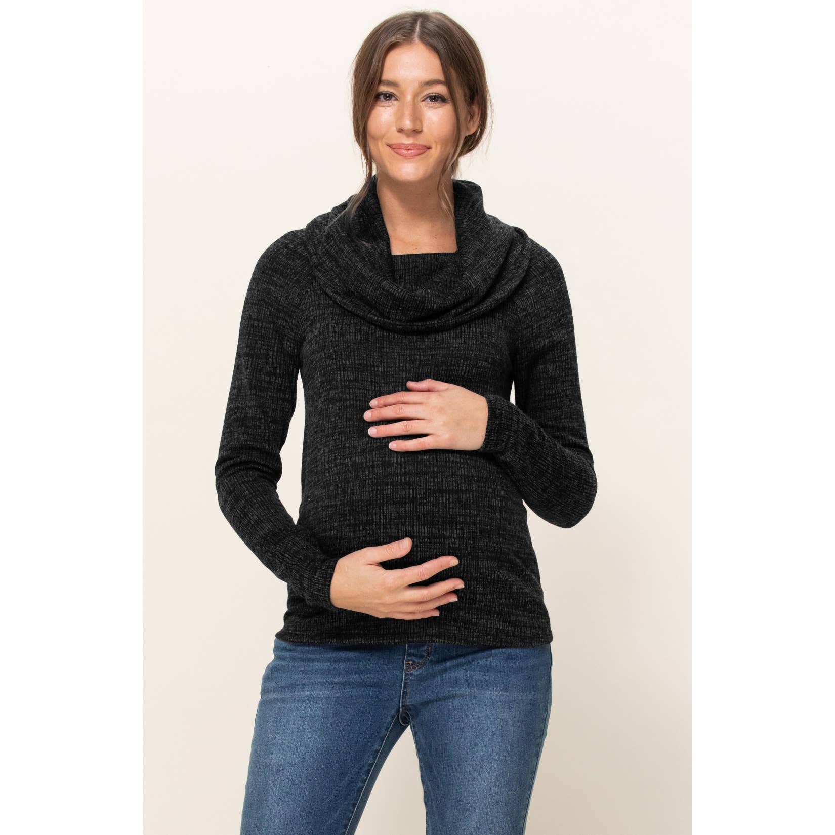 Cowl Neck Sweater Knit Maternity Top