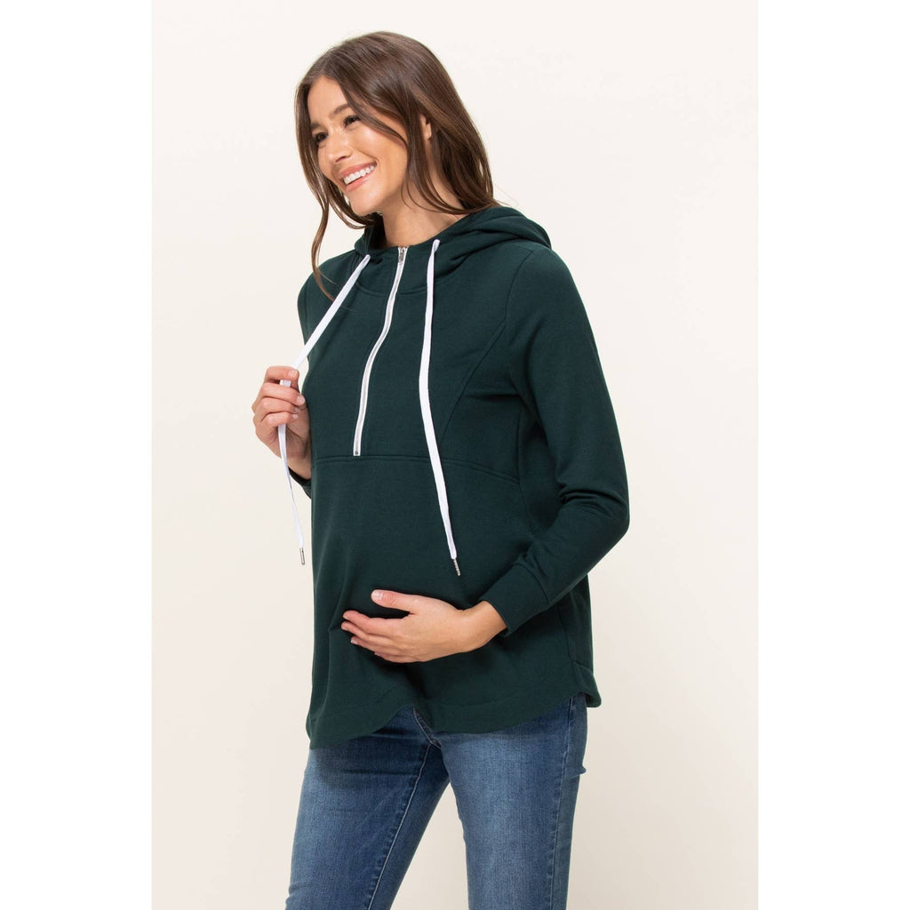 French Terry Half-Zip Maternity Nursing Hoodie