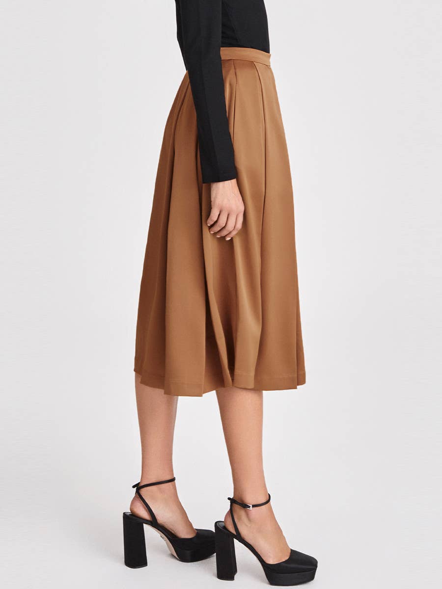 Elegant Pleated High-Waisted Midi Skirt
