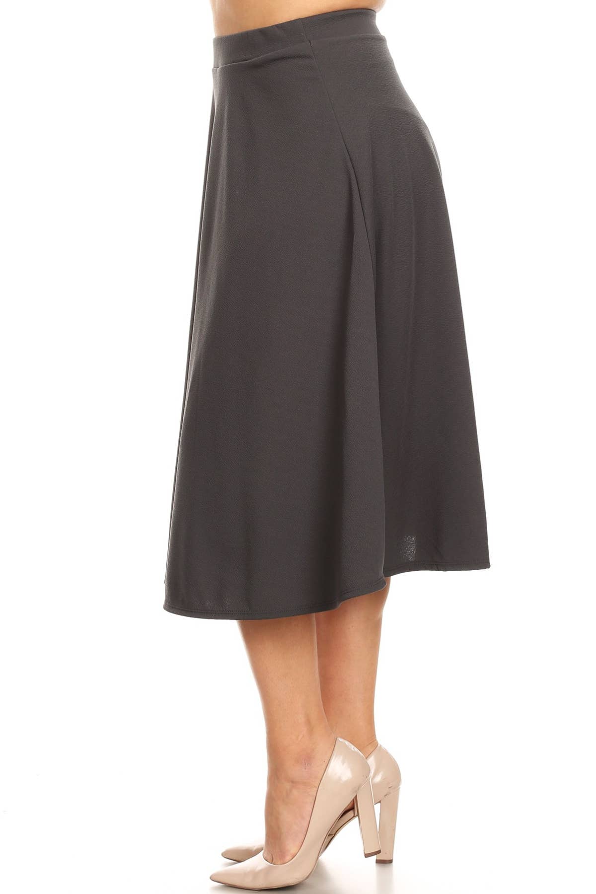Women's Plus Size Casual Solid Midi Skirt (Open Pack)