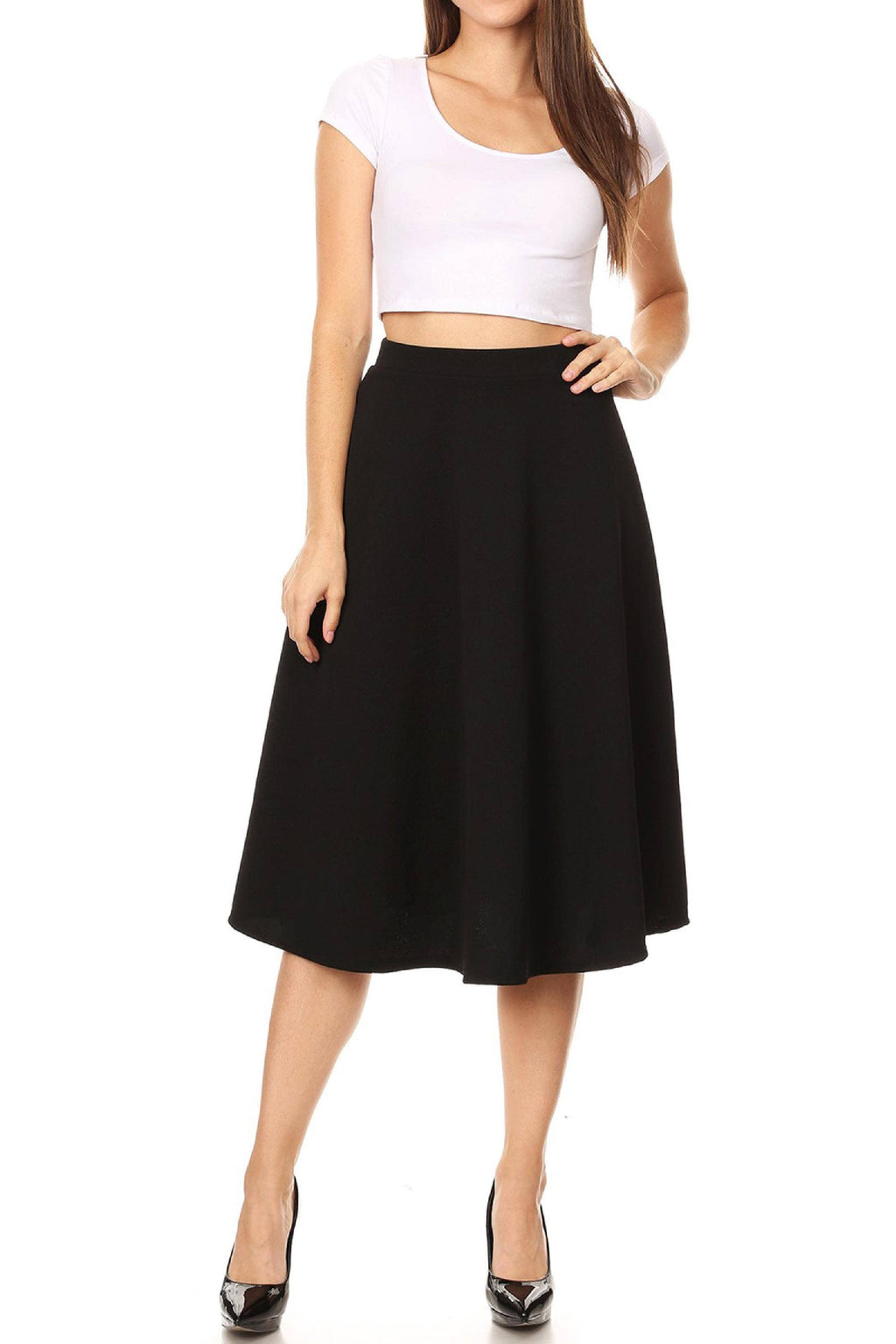 Women's Solid Basic Casual Midi Skirt