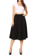 Women's Solid Basic Casual Midi Skirt