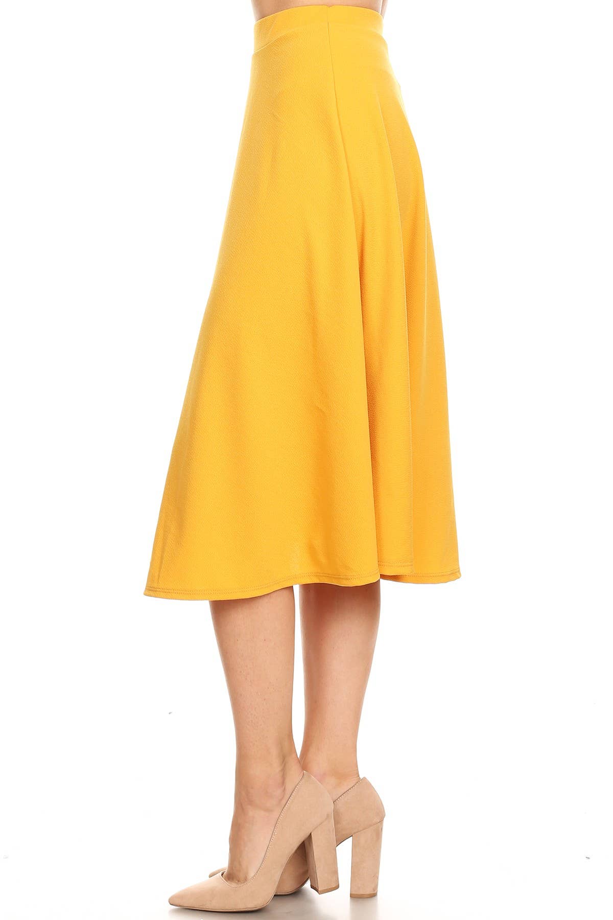 Women's Solid Basic Casual A-line Flared Midi Skirt