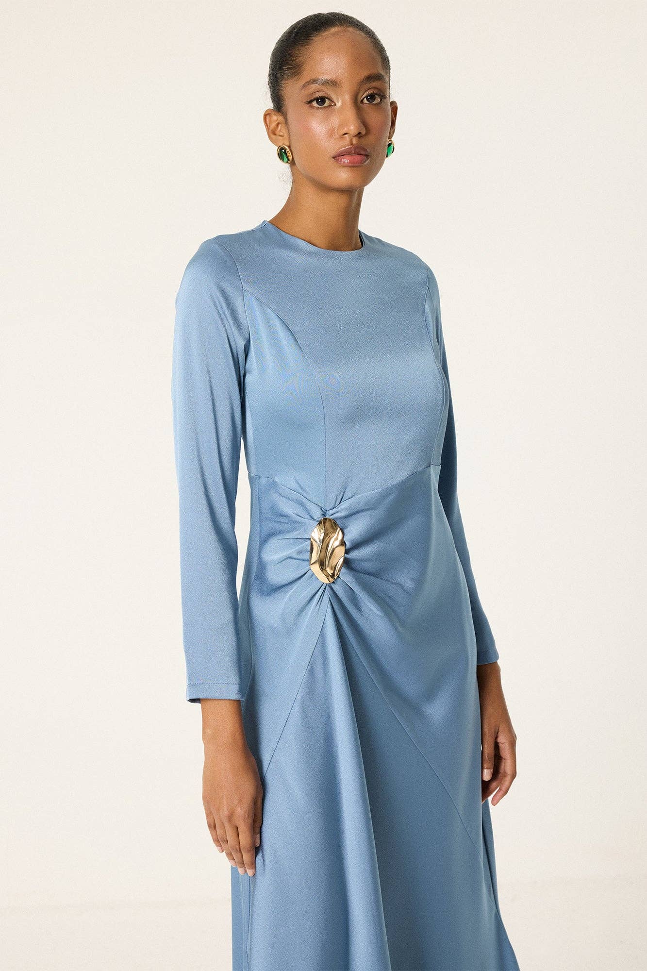 Satin Maxi Dress with Draped Detail – Elegant Evening Dress