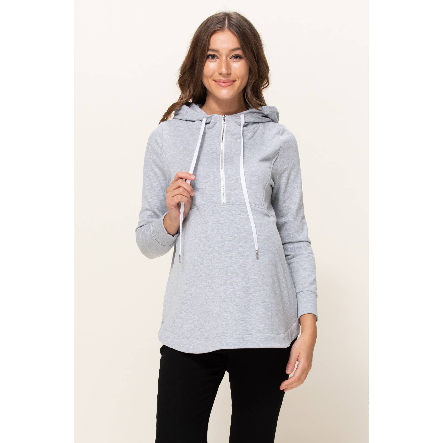 French Terry Half-Zip Maternity Nursing Hoodie