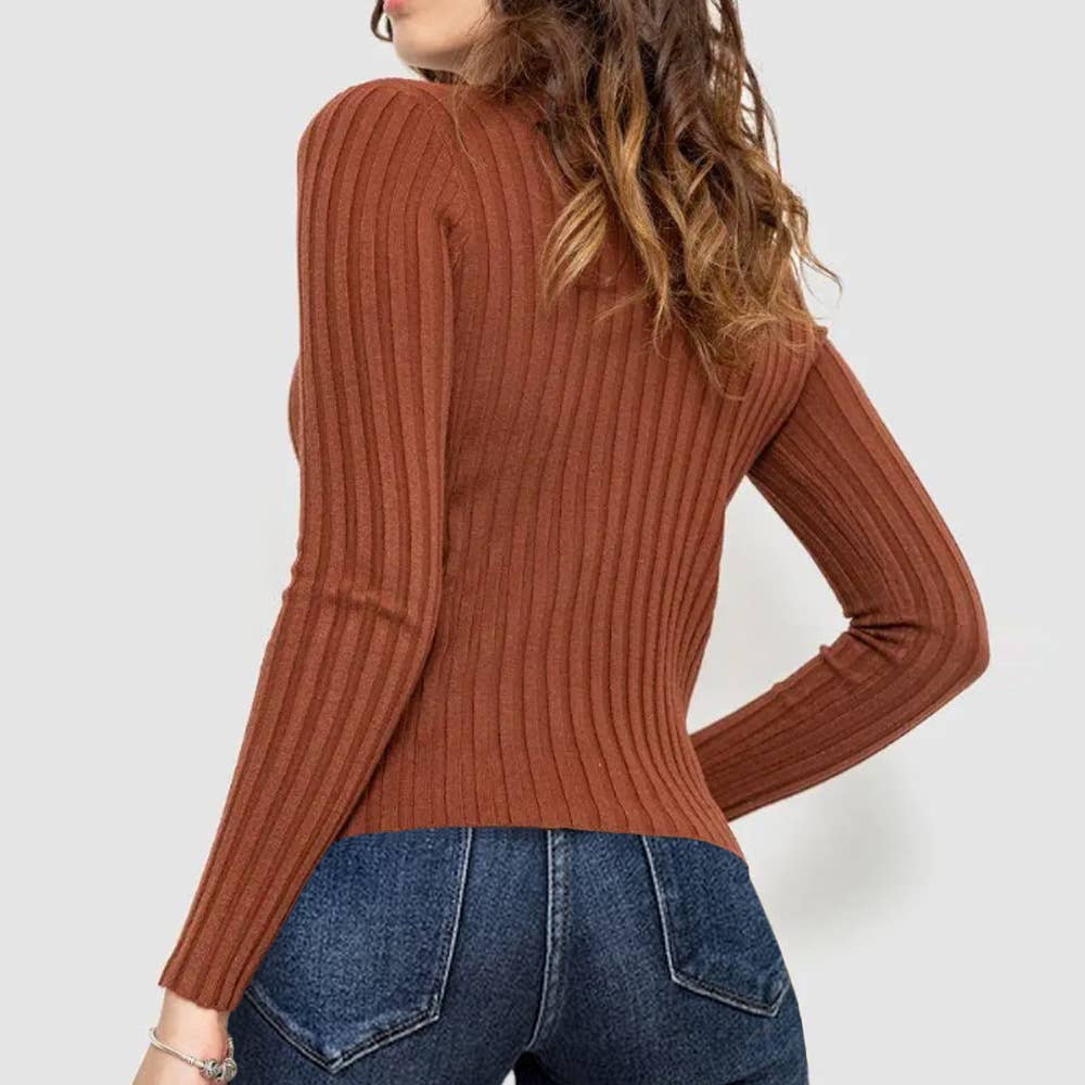 Striped long-sleeved knitted base layer sweater