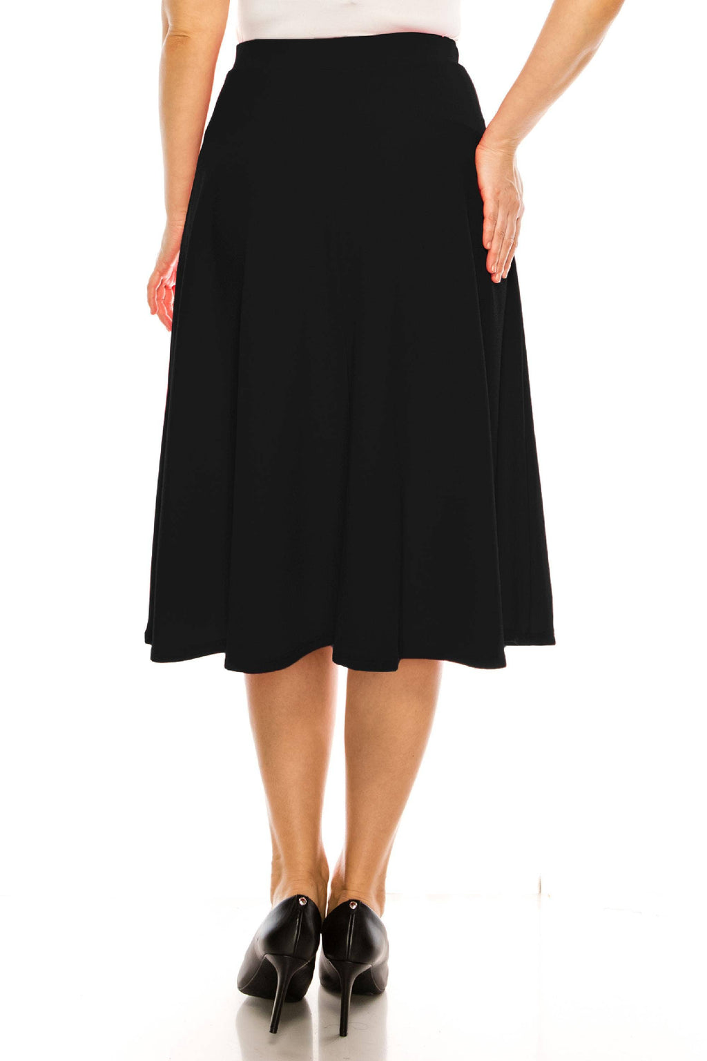 Women's Plus Size Casual Flared Midi Skirt Made in USA