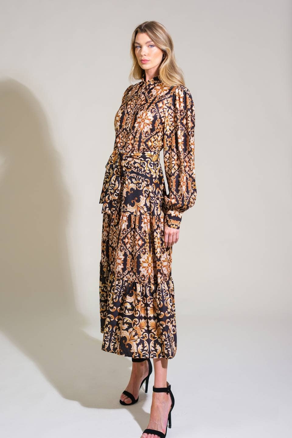 A printed woven midi dress - ID21481