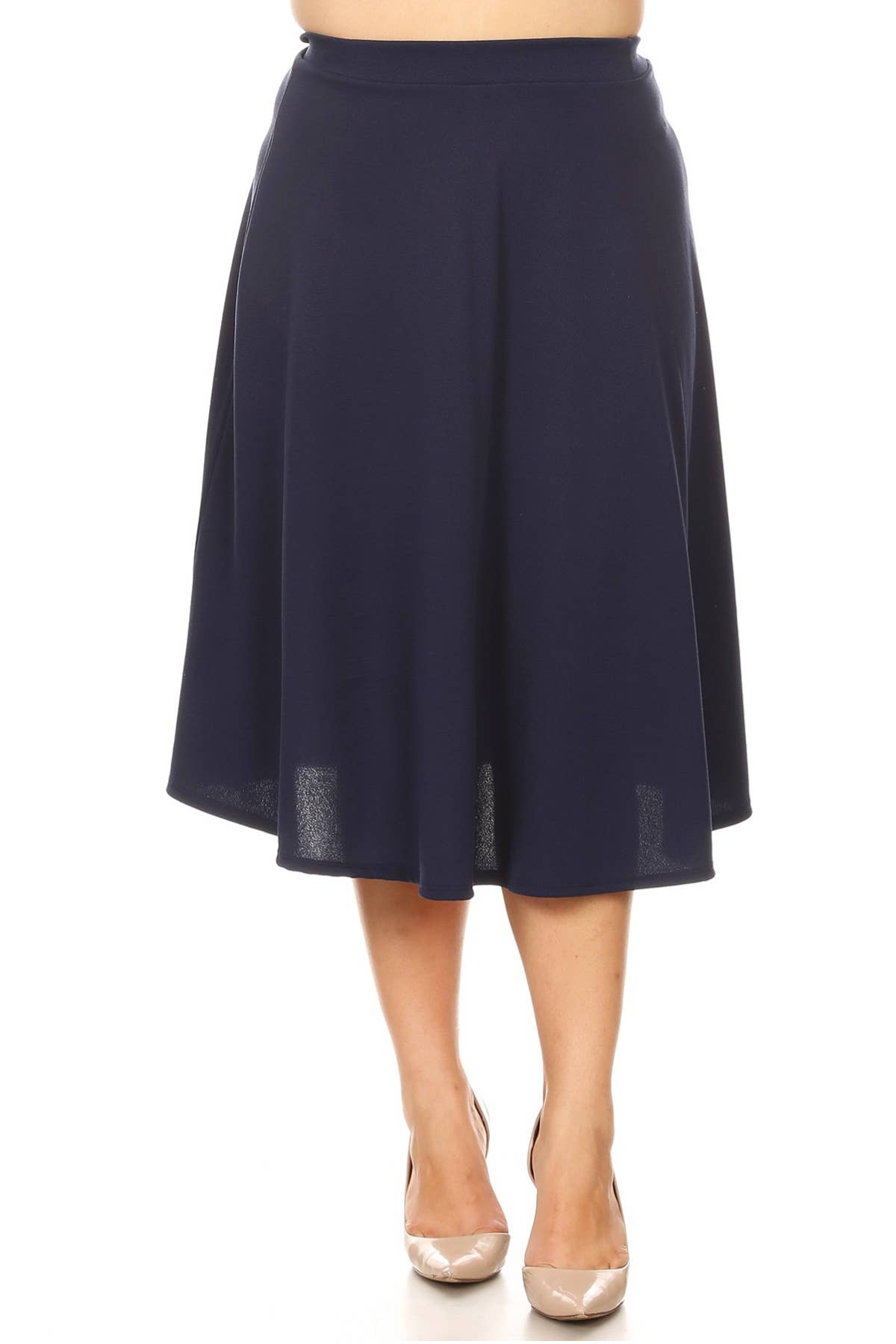 Women's Plus Size Casual Solid Midi Skirt (Open Pack)