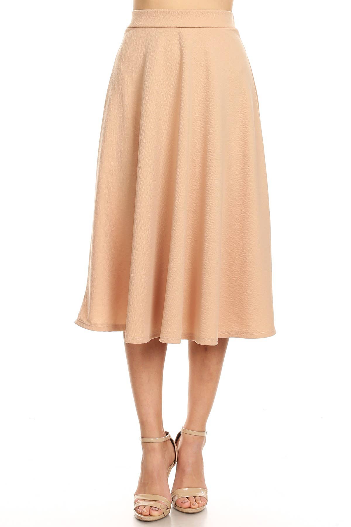 Women's Solid Basic Casual Flared Midi Skirt (Open Pack)