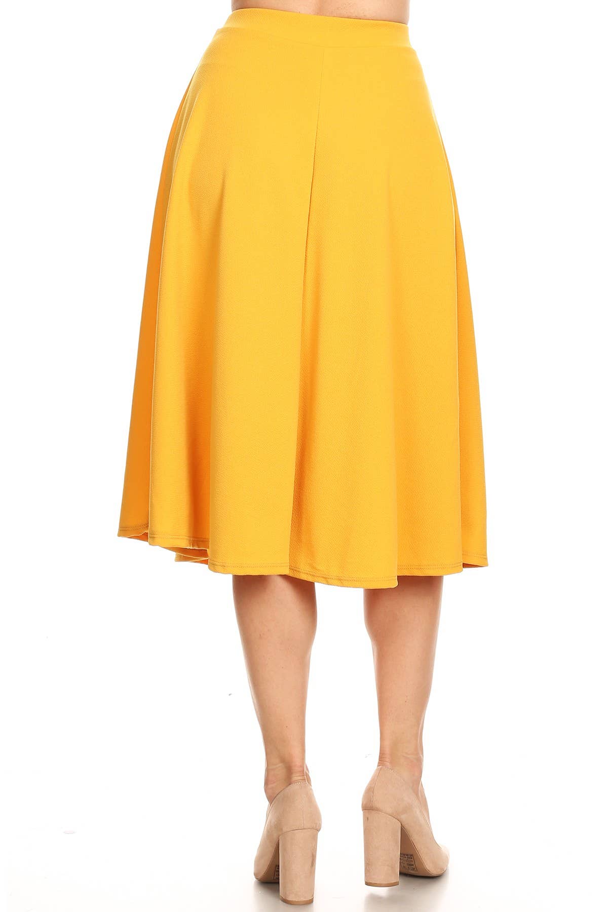 Women's Solid Basic Casual A-line Flared Midi Skirt