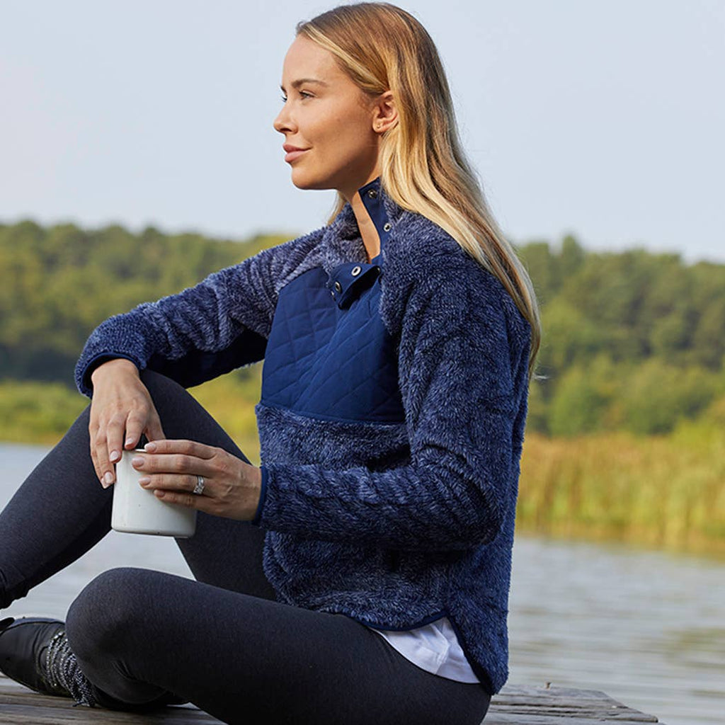 Quilted Fuzzy Fleece Pullover